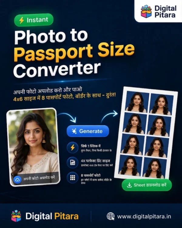 Passport Size Photo Maker Tool – Create 8 Photos in 1 Click (4×6 Ready)