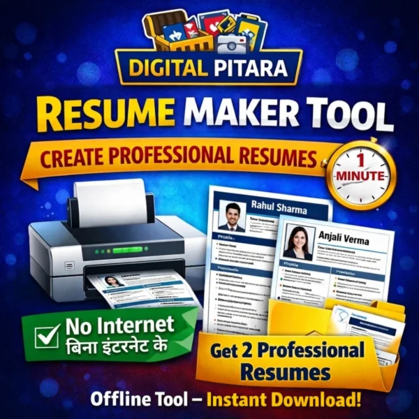 Resume Maker Tool – Create Professional CV in 1 Click (Offline + Instant Download)